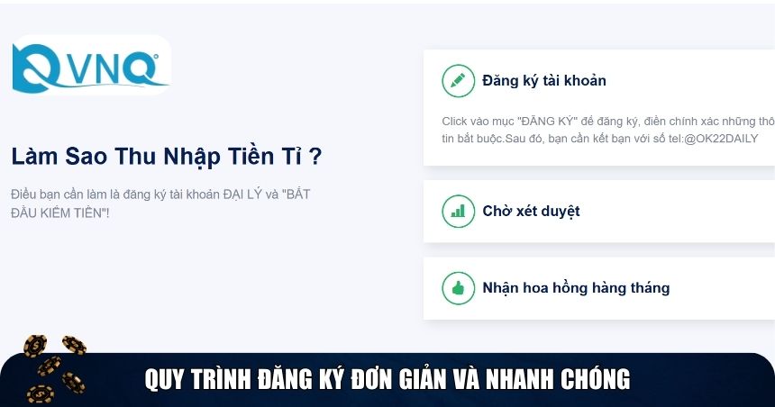 Quy trình đăng ký đại lý VNQ8 đơn giản và nhanh chóng