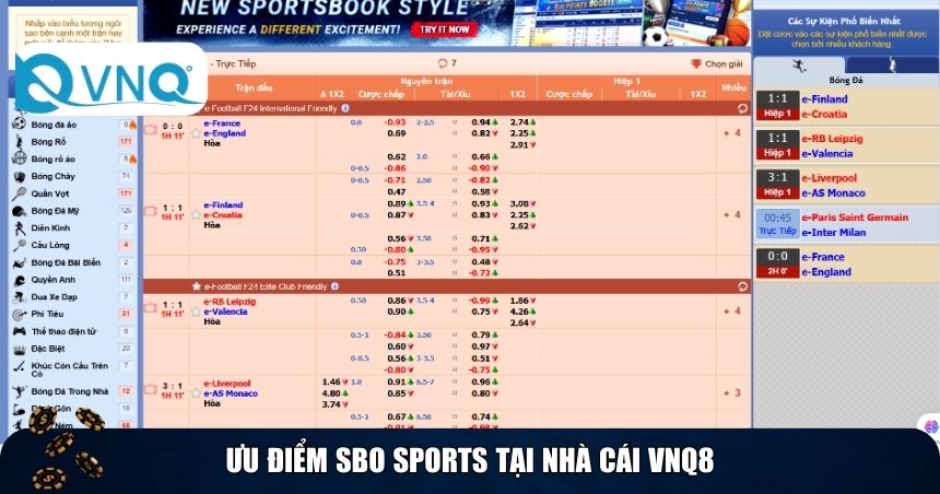 Ưu điểm SBO Sports tại nhà cái VNQ8